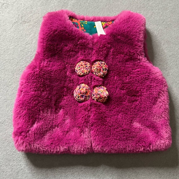Matilda Jane Other - Matilda Jane Vest Girls 2T Magenta Green Floral Fuzzy Boho Eclectic Hipster 2019